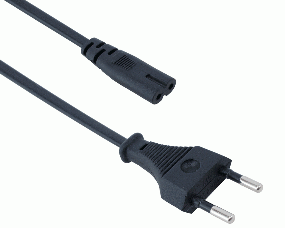 Кабел захранващ към адаптер за лаптопТВ 220V DeTech 2.0м 2-пинов Компютри Младост