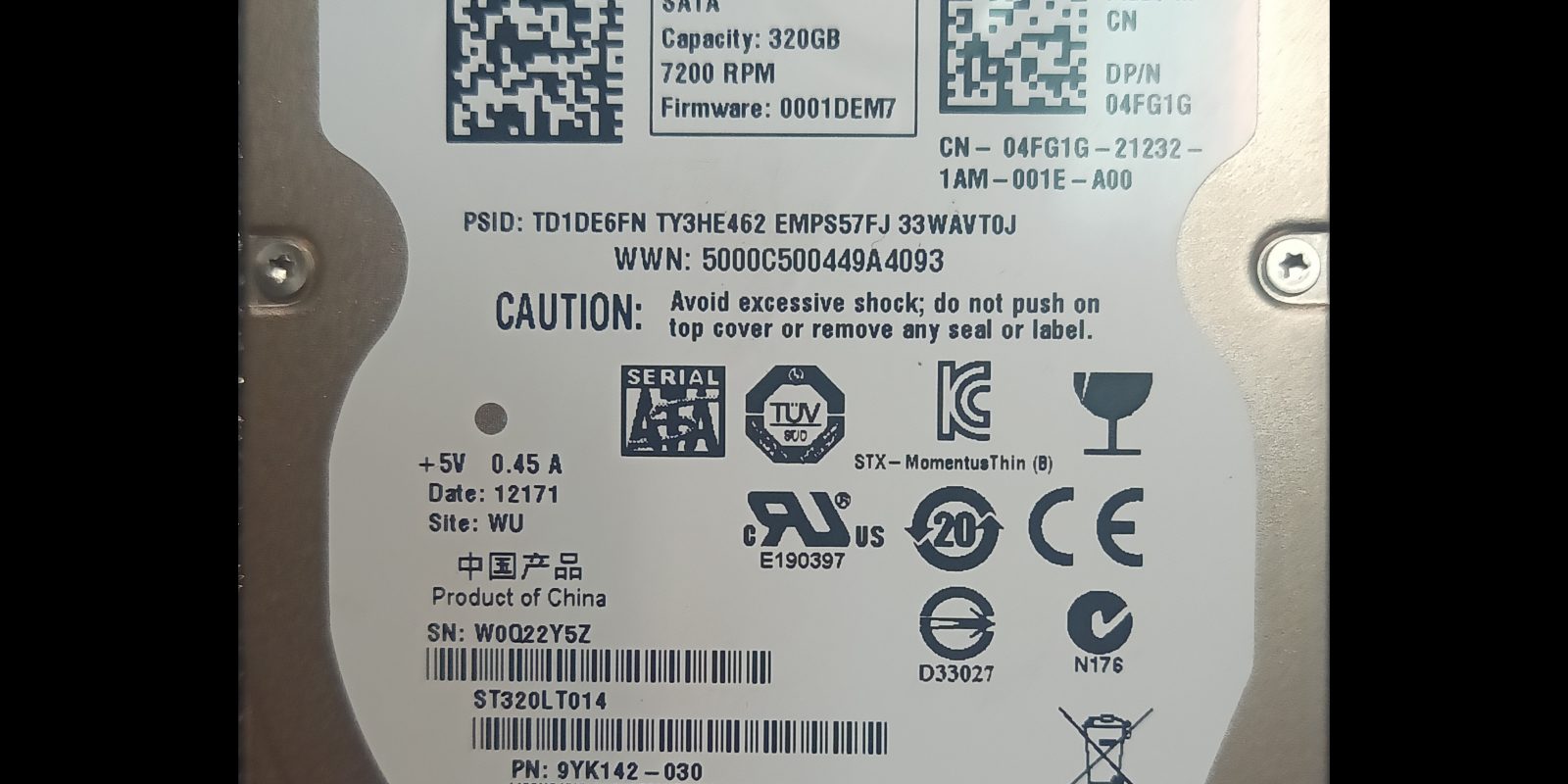 Твърд диск HDD 320GB SEAGATE ST320LT014 Thin 2.5 За лаптопи Компютри Младост