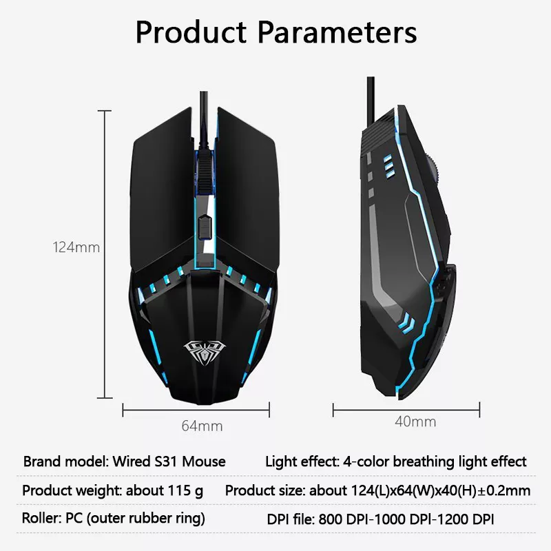 Мишка геймърска Aula S31 USB Компютри Младост----------